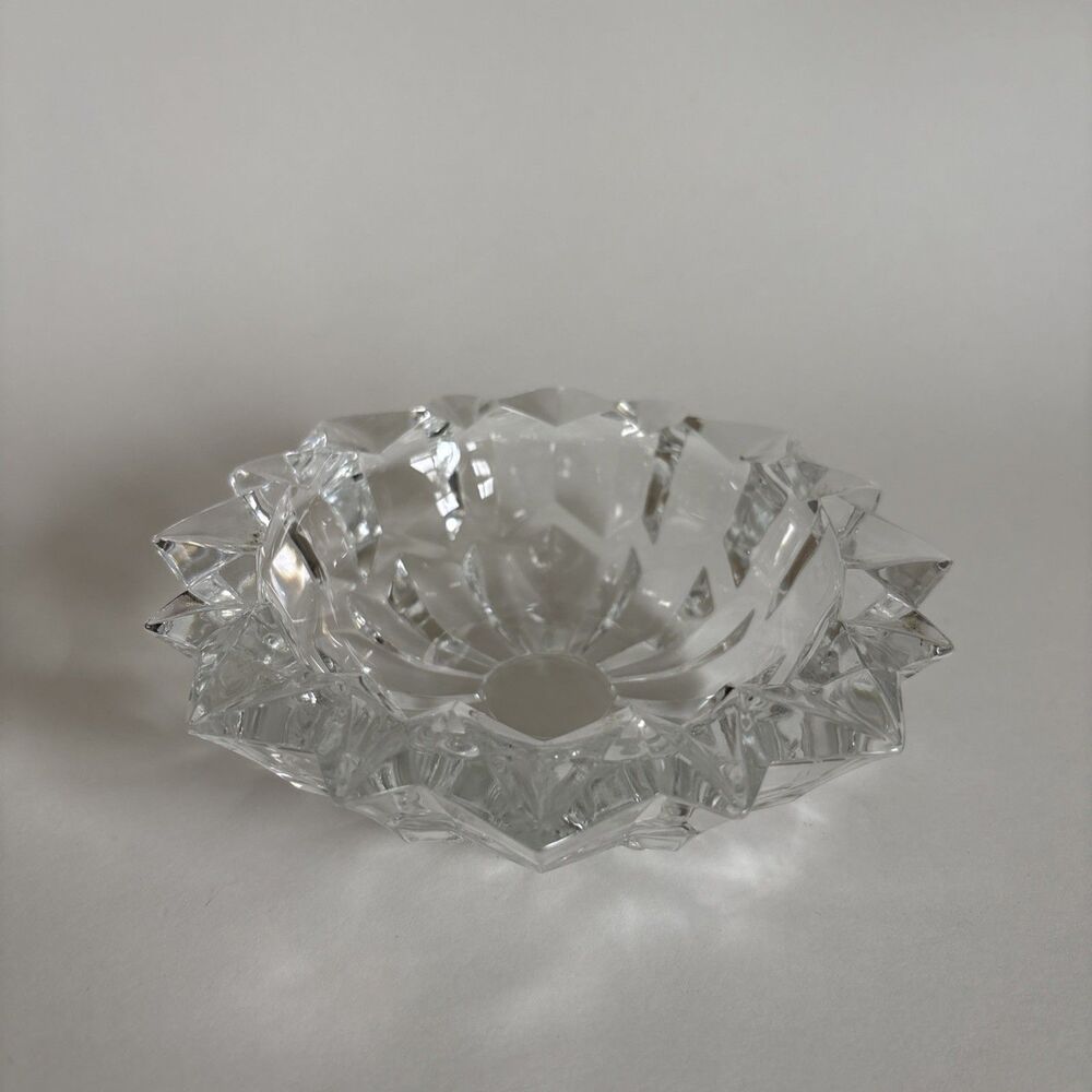 Vintage Crystal Cut Ashtray- Heavy Glass